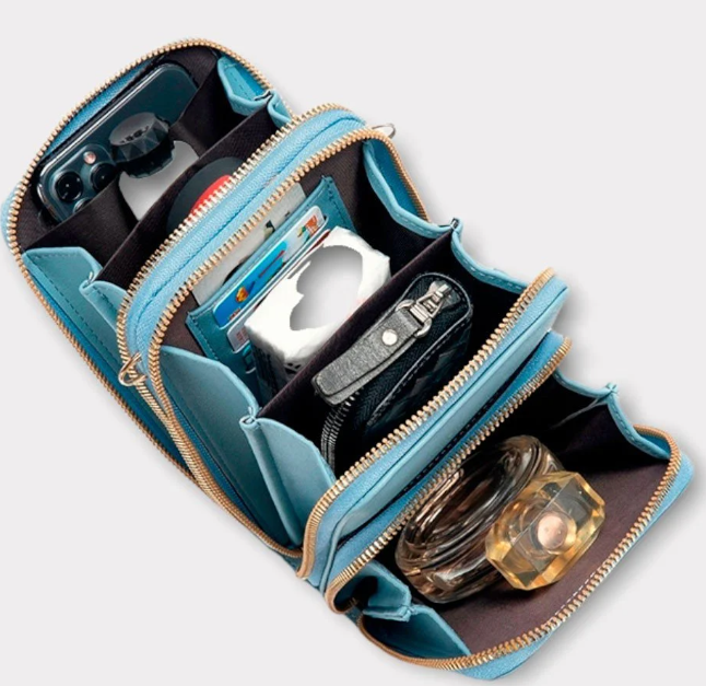 Bolsa Feminina Transversal Com 3 Divisórias Porta Celular NUDE / U