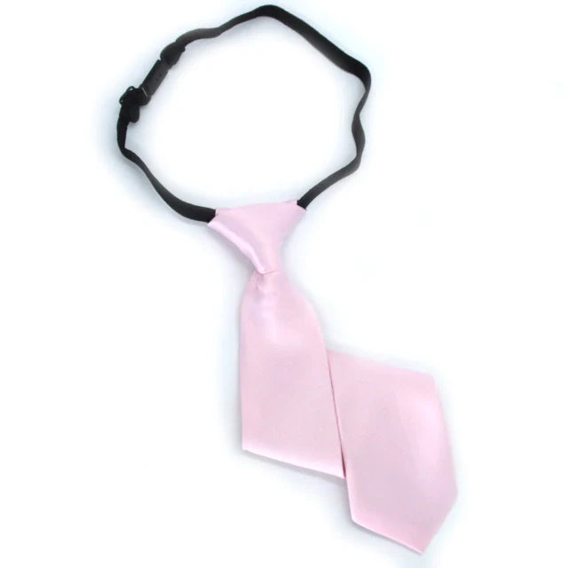 Gravata De Nó Pronto Com Elástico Infantil Rosa Fosca Lisa