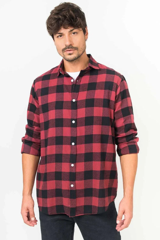 Camisa Xadrez Flanelada Vinho