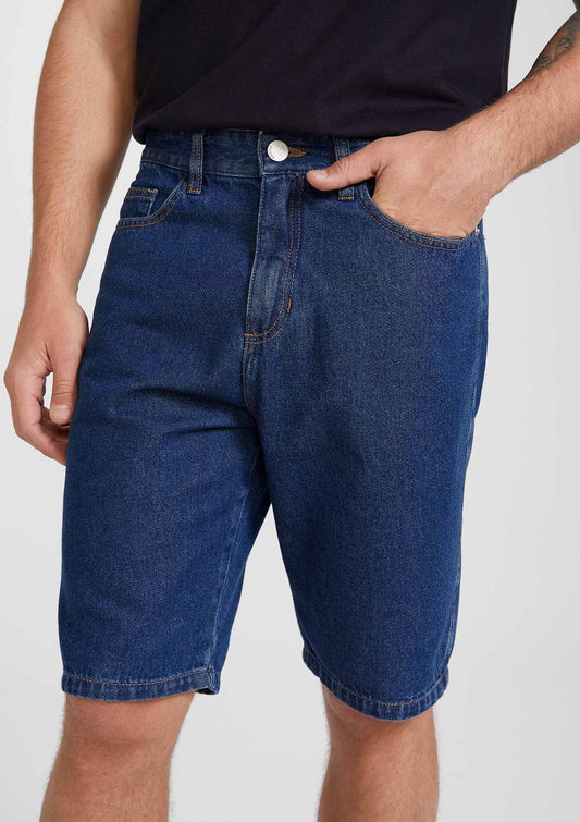 Bermuda Jeans Masculina Tradicional - Azul