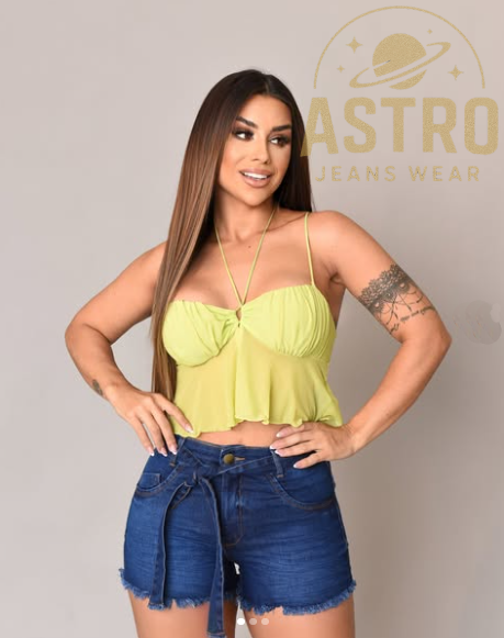 Blusinha Cropped Alça Fina Franzida com Babado – Verde Limão
