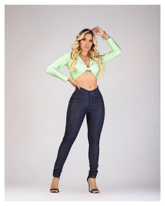 Calça Jeans Feminina Tattus Skinny Cintura Alta Lavagem Escura – Efeito Alongador - 2526879