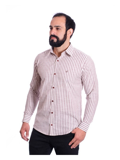 Camisa Masculina Algodão Manga Longa Vinho